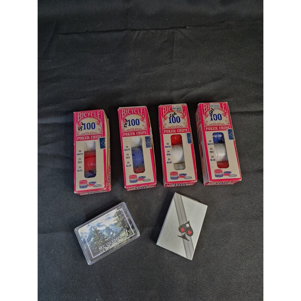 Lot Sale 6 Pieces Of Bicycle Poker Chips and Cards Cards Deluxe Cards Ready